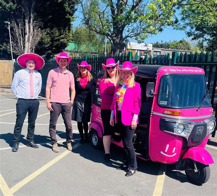 Export Packers team with a bright pink tuk tuk during charity fundraiser for Rosie May Foundation